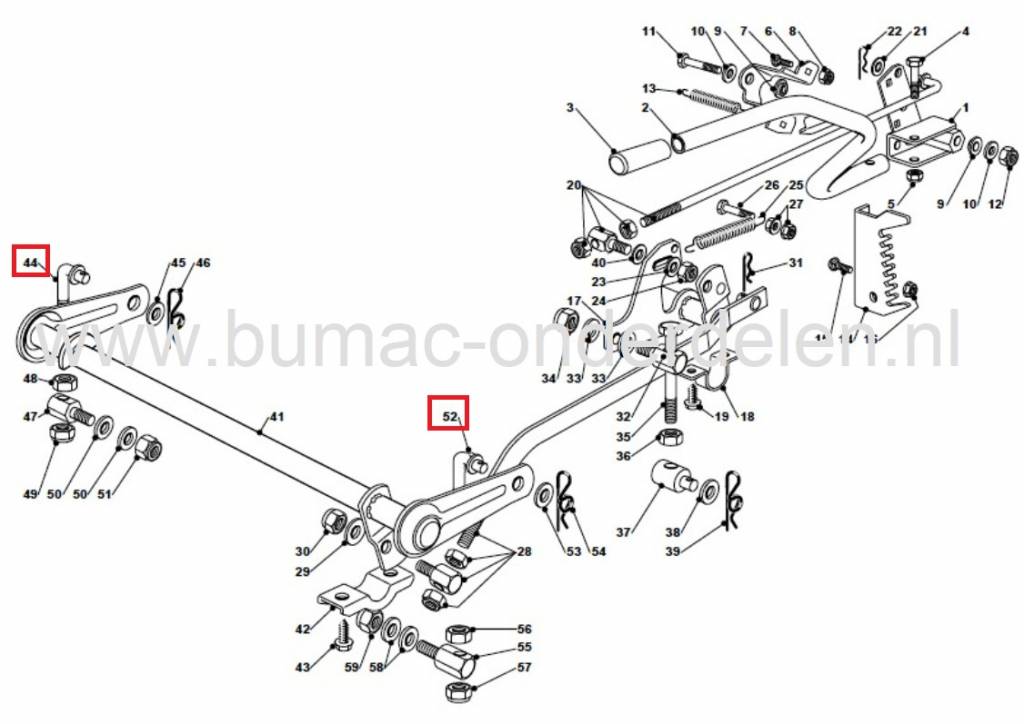 Stang voor Maaidek Ophanging bij Castelgarden, Mountfield, Stiga, Alpina, Honda, Motec, Viking Zitmaaier - Tuintrekker onderdeel