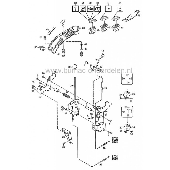 Gaskabel voor Sitga Park Diesel, Frontmaaiers, Castelgarden, Mountfield, Gas Kabel, Castel Garden