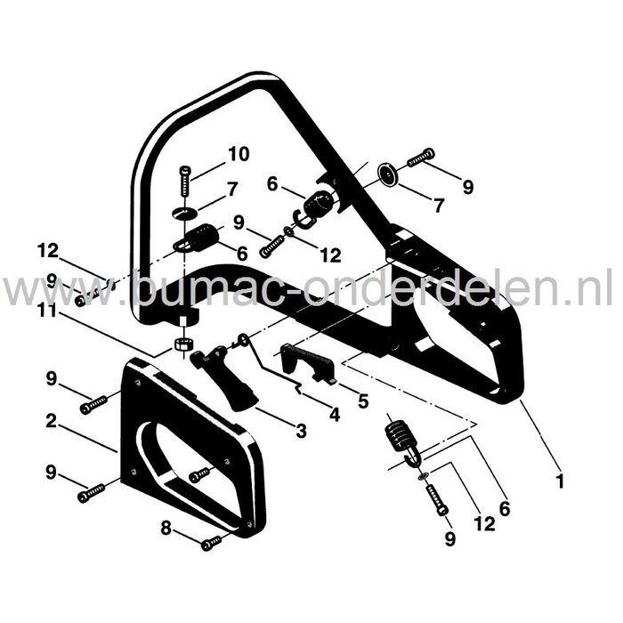 SP340 - SP380 - SP380Q - SP382 - CS36 - CS39 - XC37 - XC38 - XC38P - XC380 - P371 - A380 - A380Q - Elektra 160 - Elektra 170 - Energy 1.6 - Energy 1.8 - Sinergy 35 - Sinergy 40 - P382S - MC3814 - MC3816 - MC382, Trillingsdemper voor Motorzaag, Kettingzaag