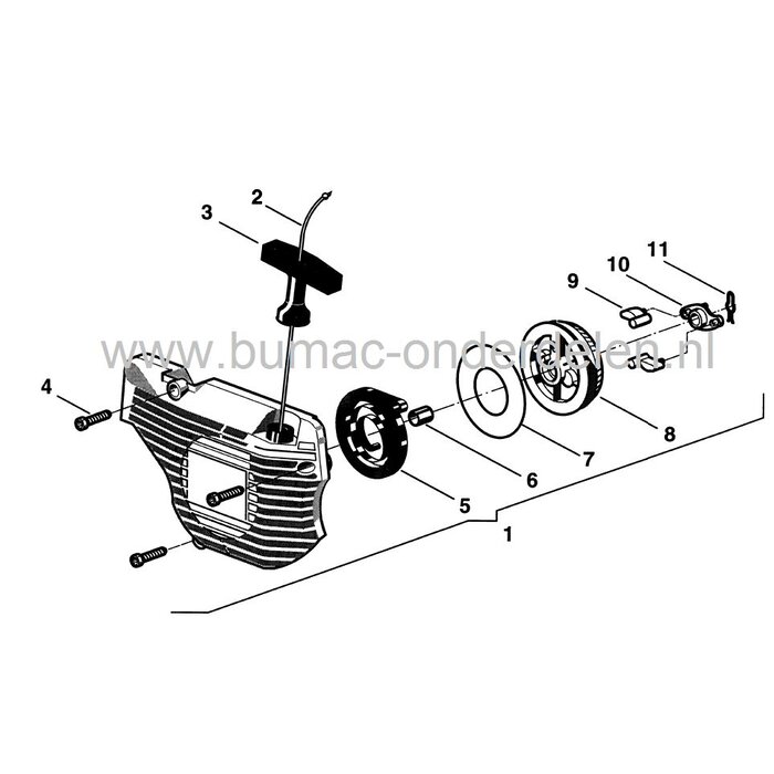 SP340 - SP472 - CS36 - CS39 - XC47P - XC48P - Elektra 160 - Elektra 170 - Energy 1.6 - Energy 1.8 - Sinergy 35 - Sinergy 40 - P472 - P482S - MC4716 - MC4718 - MC4818, Starternok voor Motorzaag, Kettingzaag van Stiga - Castelgarden - Mountfield - Alpina, C