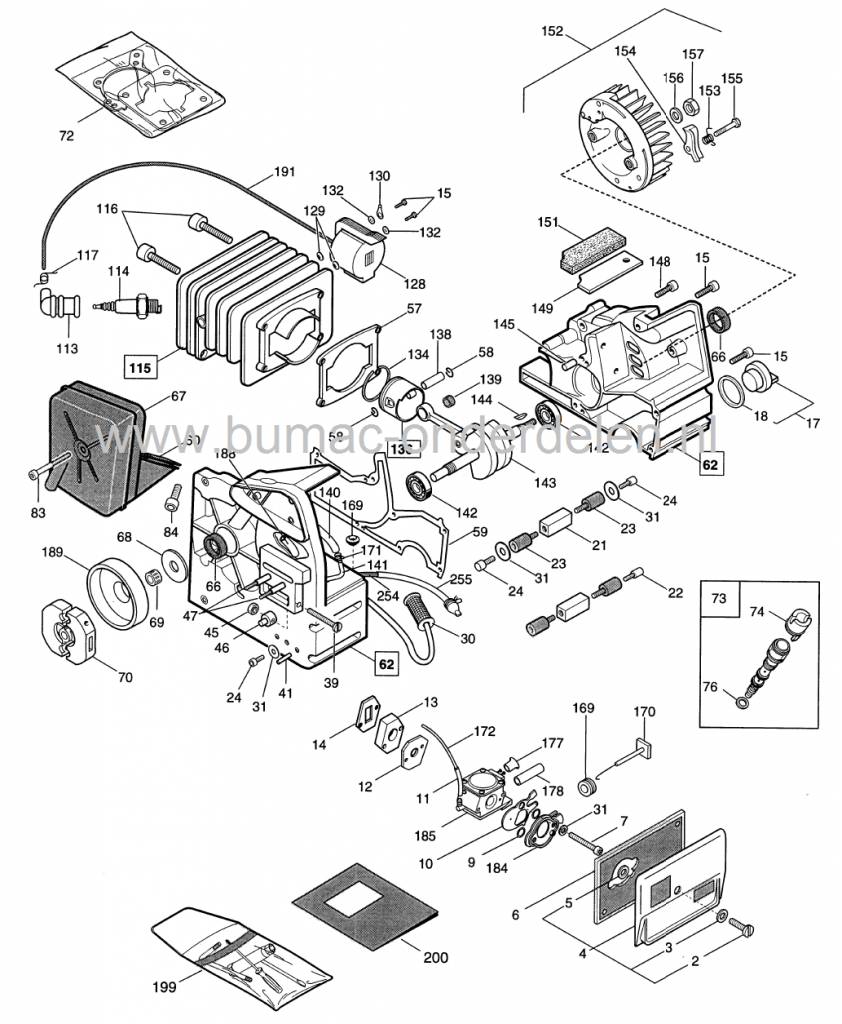 Naaldlager voor Stiga SPR350, Alpina P34, Castelgarden, Mountfield, Motorzaag, Kettingzaag, Naald Lager, Castel Garden