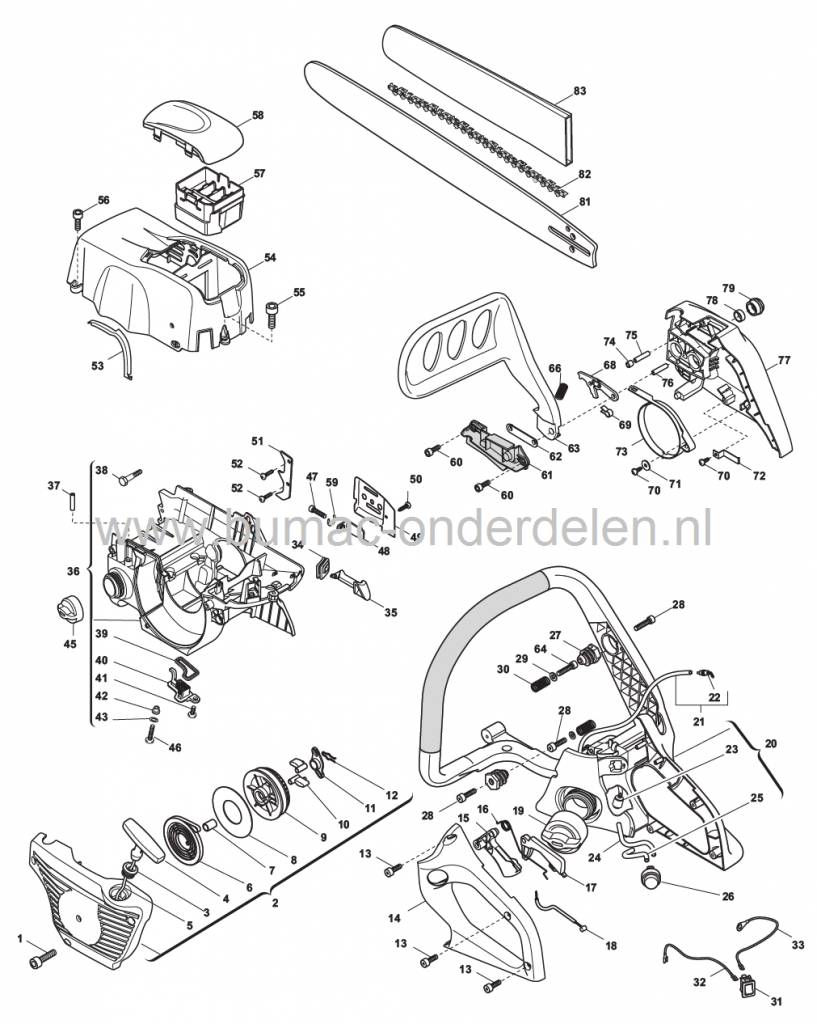 Remband voor SP472 - XC47P - XC48P - MC4716 - MC4718 - MC4818 - P472 - P482S, Remband voor Kettingzaag, Motorzaag van Stiga, Castelgarden, Alpina, Mountfield, Rem Band, Castel Garden