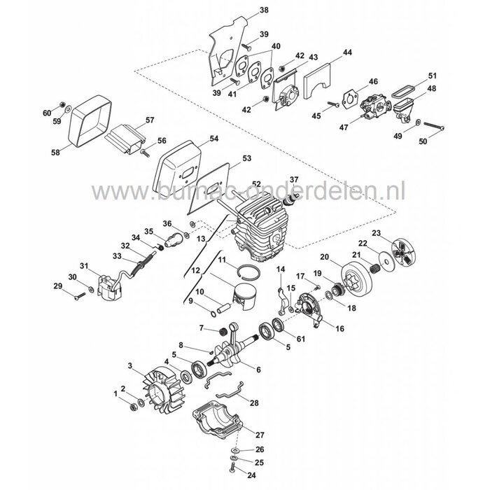 SP462 - SP472 - SP482 - XC46 - XC47P - XC48 - XC48P - MC4716 - MC4718 - MC4818 - P472 - P482S, Aandrijftandwiel voor Kettingzaag, Motorzaag van Stiga, Alpina, Castelgarden, Mountfield, Koppelingstrommel, Aandrijf Tandwiel, Castel Garden, 830500010, 383050