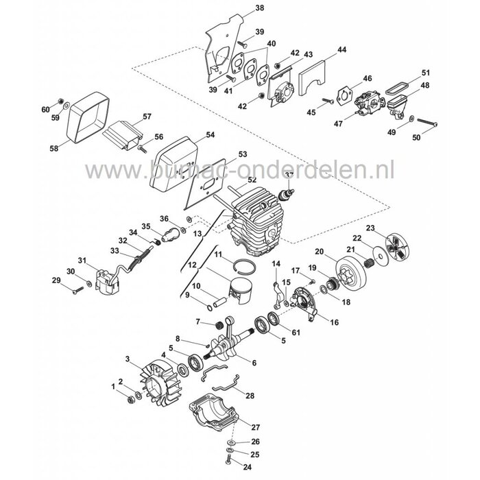 SP440 - SP480 - MC487 - MC4818 - SP462 - P472 - SP472 - P482S - SP482 - 56 - 540 - XC46 - XC48, Naaldlager Stiga - Alpina - Mountfield - Castelgarden - Solo Motorzaag, Kettingzaag, Castel Garden