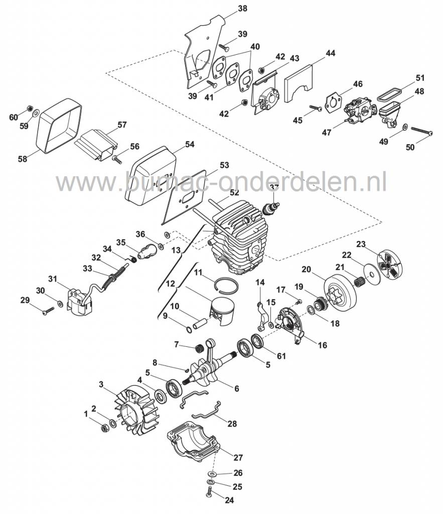 Centrifugaal koppeling 430 - SP480 - SP440 - MC487 - MC4818 - SP462 - P472 - SP472 - P482S - SP482 - XC46 - XC48 - XC48P, Centrifugaalkoppeling Stiga - Castelgarden - Alpina - Mountfield, Motorzaag, Kettingzaag, Castel Garden