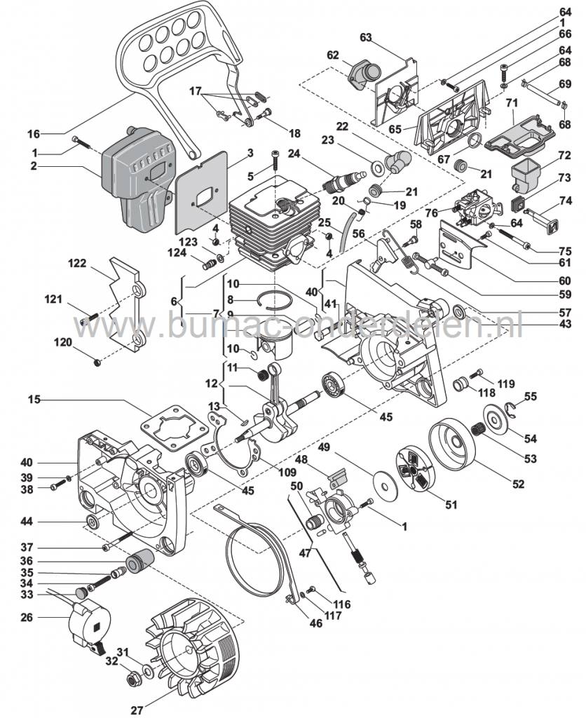 SP460 - SP510 - SP522 - XC46 - XC52P - P460 - P522S - MC443 - MC509 - MC5020, Veer voor Bediening Remband Stiga - Castelgarden - Alpina - Mountfield, Kettingzaag, Motorzaag, Veer voor Ketting Rem, Castel Garden