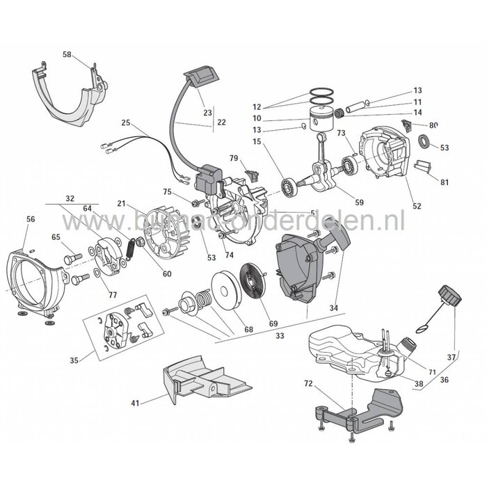 Starterveer Stiga SB29DS - ST29S, Castelgarden XR29S - XB29DS, Alpina BC29S - BC29DS, Mountfield MT2501, Bosmaaier, Trimmer, Strimmer, Castelgarden, Mountfield, Alpina, Startveer, Castel Garden