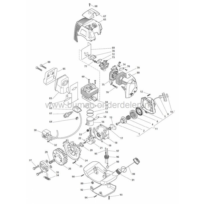 Ontstekingsspoel Stiga, Castelgarden, Alpina, Mountfield bosmaaier, trimmer, strimmer SB33D,  SB34, BS34, BJ335D, XB33, XB34, TB34 BS34, CB34D, GB34, M34D, SB34D, TB34D, XB34D, ontsteking spoel, onderdeel, SB 33 D,  SB 34, BS 34, BJ 335 D, XB 33, XB 34