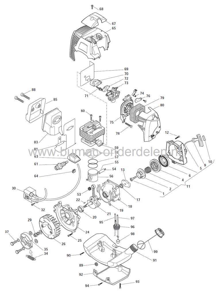 Ontstekingsspoel Stiga, Castelgarden, Alpina, Mountfield bosmaaier, trimmer, strimmer SB33D,  SB34, BS34, BJ335D, XB33, XB34, TB34 BS34, CB34D, GB34, M34D, SB34D, TB34D, XB34D, ontsteking spoel, onderdeel, SB 33 D,  SB 34, BS 34, BJ 335 D, XB 33, XB 34