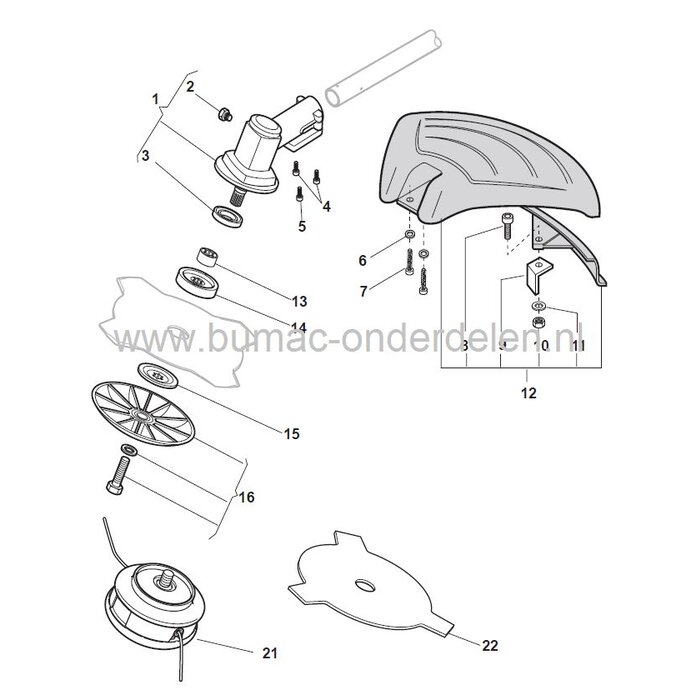 Meshouder voor SB28 - XB28 - Star 28 - SB29DS - SB30 - XB31 - Star 31 - SB425HD - ST425HD - SB426 - BC29DS - BJ325 - TB425H - TB425HD - XB29DS - XB425H - XB425HD - MB4252, Meshouder Onder voor Bosmaaiermes Stiga - Castelgarden - Mountfield - Alpina, Bosma