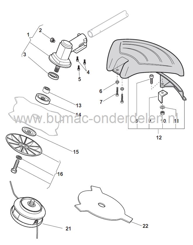Meshouder voor SB28 - XB28 - Star 28 - SB29DS - SB30 - XB31 - Star 31 - SB425HD - ST425HD - SB426 - BC29DS - BJ325 - TB425H - TB425HD - XB29DS - XB425H - XB425HD - MB4252, Meshouder Onder voor Bosmaaiermes Stiga - Castelgarden - Mountfield - Alpina, Bosma