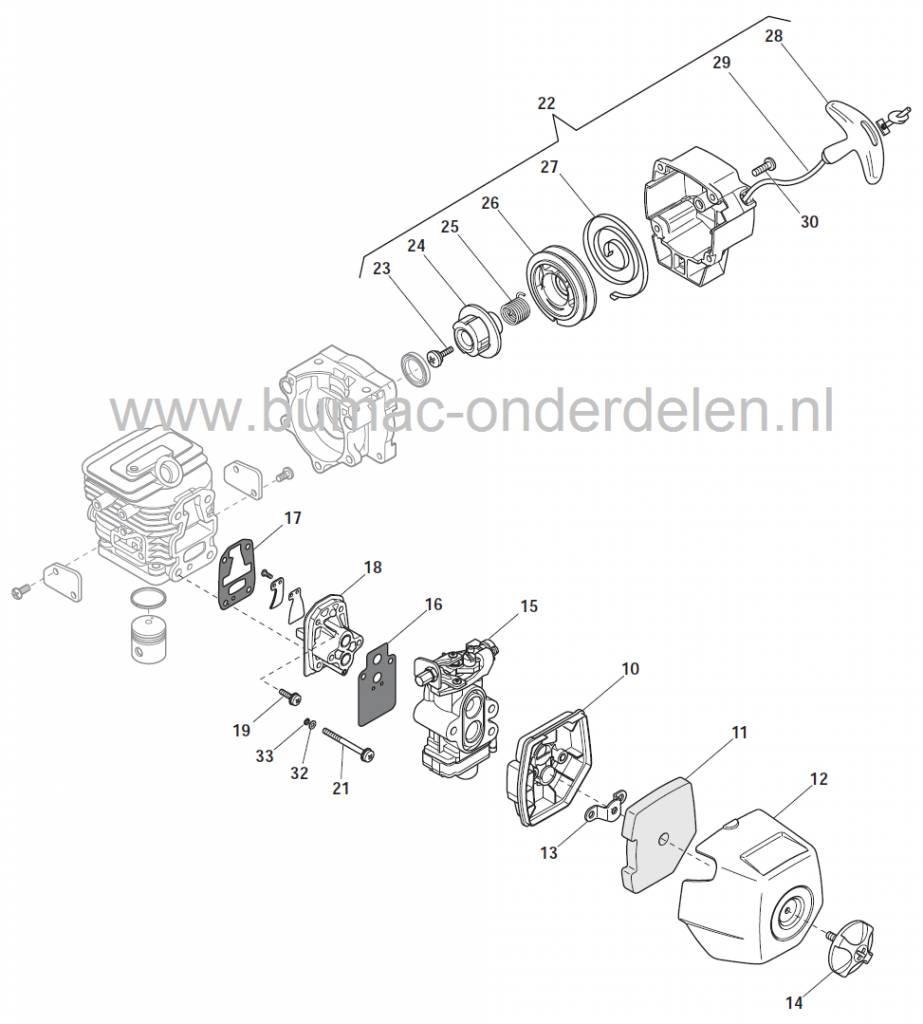 Starterveer Stiga SBK27, Bosmaaier, Mountfield, Alpina, Castelgarden, Trimmer, Strimmer, Startveer, Castel Garden