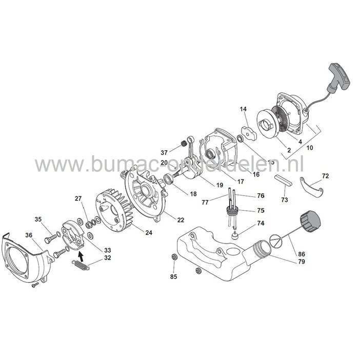 Doorvoerrubber Stiga - Castelgarden Bosmaaier, Bladblazer BJ 325 - BJ 335 - SB 26 - ST 26 - ST 26 J - SB 34, SBL 260 H Castelgarden BJ 335 - XR 26 - XB 26 - XB 26 D - XB 26 J - XB 26 JD - XB 34, XBL 260 H Alpina TB 26 - TR 26 - TB 34, BL 260 H, MBL 260 H,
