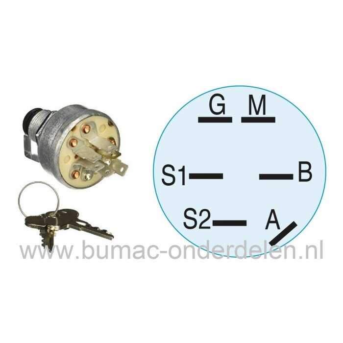 Contactslot voor John Deere Zitmaaiers, JOHN DEERE F910, F912, F915, F925, F930, RX73, RX75, RX95, SX75, SX95, 130, 165, 170, 175, 180, 185, Sleutelcontact, Ignition switch John Deere, Kontaktslot met Sleutel voor Johndeere Zitmaaiers, Frontmaaiers