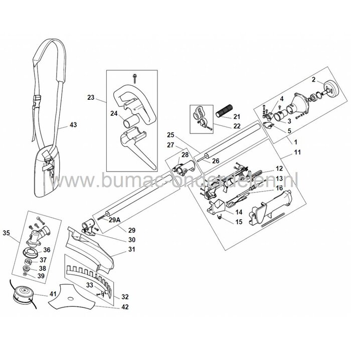 SB26 - SB26J - ST26 - ST26J - BJ325 - XB26 - XR26 - TB26 - TR26 - SB34 - XB34 - TB34, Handgreep Bosmaaier, Trimmer, Strimmer, Stiga, Castelgarden, Mountfield, Alpina, D Greep, Handvat, Castel Garden