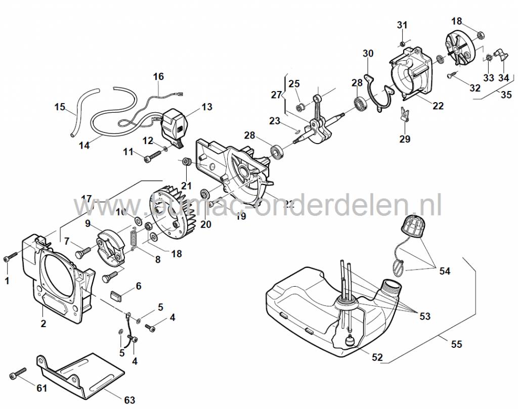 SB39 - SB40 - SB52 - XB36 - XB41 - Star 36 - Star 41, Bosmaaier, Stiga - Alpina - Mountfield - Castelgarden, Ontstekingsspoel voor Trimmer, Strimmer, Ontsteking Spoel, Castel Garden