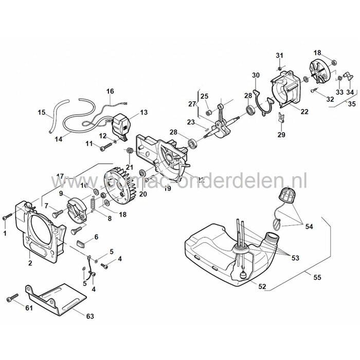 SB39 - SB40 - SB43P - SB44P - SB52P Pro - XB31 - XB55DP - Star 31 - Star 55DP, Startpal voor Stiga, Alpina, Mountfield, Castelgarden, Bosmaaier, Trimmer, Strimmer, Starterpal, Start Pal, Castel Garden