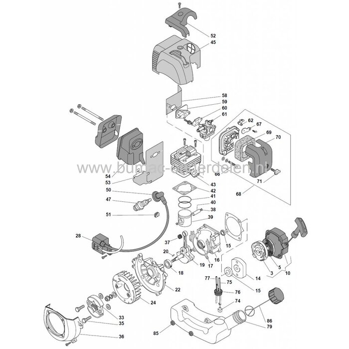 Ontstekingsspoel Stiga SB26 - ST26 - BJ325 - ST26J, Castelgarden XR26 - XB26 - XB26D - XB26J, Alpina TB26 - TR26, Bosmaaier, Mountfield, Bosmaaier, Bladblazer, Strimmer, Ontsteking Spoel, Castel Garden onderdeel