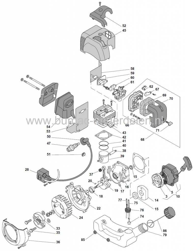 Ontstekingsspoel Stiga SB26 - ST26 - BJ325 - ST26J, Castelgarden XR26 - XB26 - XB26D - XB26J, Alpina TB26 - TR26, Bosmaaier, Mountfield, Bosmaaier, Bladblazer, Strimmer, Ontsteking Spoel, Castel Garden onderdeel