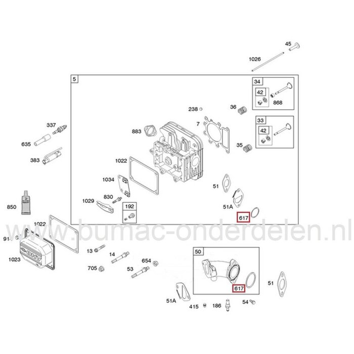 Inlaatpakking voor Spruitstuk Briggs and Stratton Motor Dichting voor onder andere 12,5 Pk IC Motor 219870-0371-E1, onderdeel