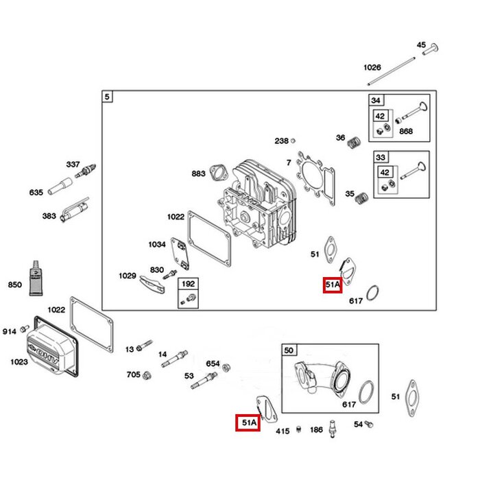 Inlaatpakking voor Spruitstuk van Briggs and Stratton Motor, Afdichting komt onder andere voor op B&S 12,5 Pk IC Motor 219870-0371-E1, onderdeel, dichting