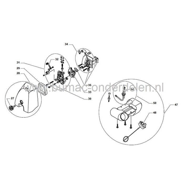 Carburateur Stiga ST27J - SB27J - SB27JD - XR27 - XB27J - XB27JD - TR27J - TB27J - TB27JD - SB32 - SB32D - XB32 - XB32D - TB32 - TB32D - MB3002, Carburateur voor Bosmaaier, Trimmer, Strimmer van Stiga - Castelgarden - Alpina - Mountfield, Carburator, Carb