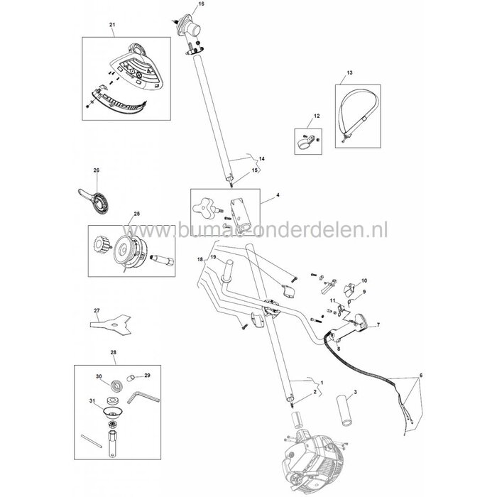 SB22 - SB27 - SB27JD - XB27 - XB27JD - TB27JD - TR27 - MB3002 - SB32 - XB32 - TB32, Onderschotel voor Bosmaaier, Trimmer, Strimmer van Stiga - Alpina - Mountfield - Castelgarden, Onder Schotel, Castel Garden