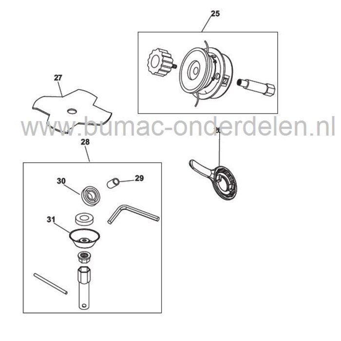 SB27 - SB27JD - SB32 - XB27 - XB27JD - XB32 - TB27JD - TR27 - TB32 - MB3002, Onderdelenset Meshouder met Onderschotel en Bouten voor Bosmaaier, Trimmer, Strimmer van Stiga - Alpina - Mountfield - Castelgarden, Castel Garden