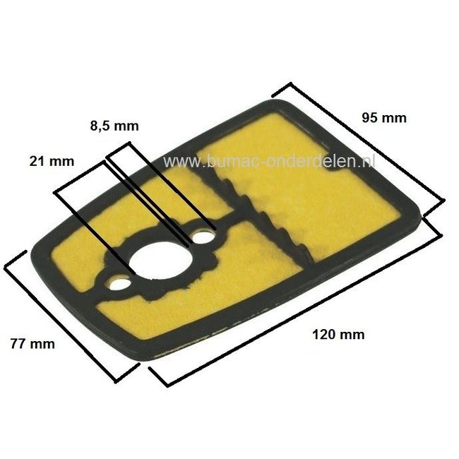 Luchtfilter Stiga SB52 - SB52P - SB44 - SB43P - SB44P, Castelgarden XB45P - XB45FP - XB55DP - XB55P - XB55FP, Alpina Star 45FP - Star 55DP - Star 55FP, Bosmaaier, Trimmer, Strimmer, Mountfield, Lucht Filter, Castel Garden