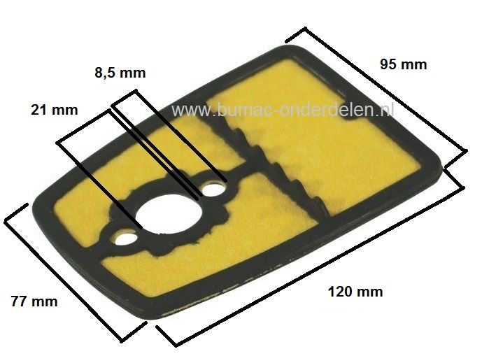 Luchtfilter SB52 - SB52P - SB44 - SB43P - SB44P - XB45P - XB45FP - XB55DP - XB55P - XB55FP - Star 45FP - Star 55DP - Star 55FP, Luchtfilter voor Bosmaaier, Trimmer, Strimmer van Stiga, Castelgarden, Alpina, Mountfield, Lucht Filter, Castel Garden