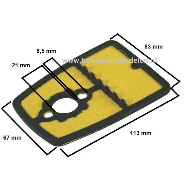 Luchtfilter voor Stiga SB39 - SB40, Castelgarden XB36 - XB41, Alpina Star 36 - Star 41, Bosmaaier, Mountfield, Trimmer, Strimmer, Lucht Filter, Castel Garden