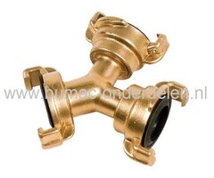 Geka 3-Weg Koppeling, 3 Weg Verdeelstuk GK, GEKA Koppeling met 3 Aansluitingen, Messing Drie Weg Koppelingen, Drie Weg Verdeelstuk voor GK Slangkoppeling 3/8" t/m 1"