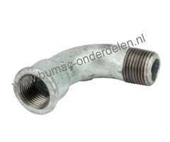 Gietijzer Bocht 90° 1 Inch Binnen - Buitendraad Koppeling voor Waterpomp, Sproei installatie, Hydrofoor, Tuinpomp, Beregeningspomp, Motorspuit, Waterslang, Tuinslang Fitting Pilaar Verzinkt