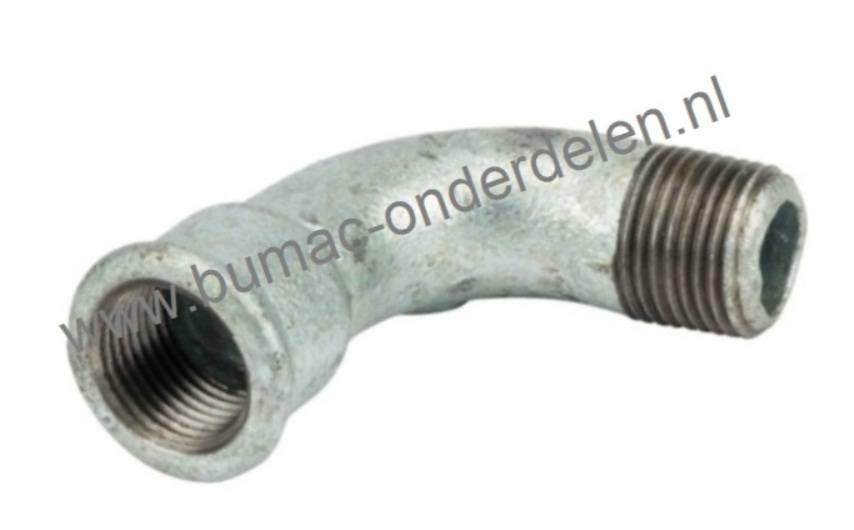 Gietijzeren Bocht 90° - 1 1/4 Inch Binnen - Buitendraad Koppeling voor Waterpomp, Sproei installatie, Hydrofoor, Tuinpomp, Beregeningspomp, Motorspuit, Waterslang, Tuinslang Fitting Pilaar Verzinkt
