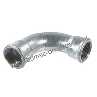 Gietijzeren Bocht 90° - 1/2 Inch Binnen - Binnendraad Koppeling voor Waterpomp, Sproei installatie, Hydrofoor, Tuinpomp, Beregeningspomp, Motorspuit, Waterslang, Tuinslang Fitting Pilaar Verzinkt