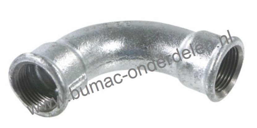 Gietijzeren Bocht 90° - 1/2 Inch Binnen - Binnendraad Koppeling voor Waterpomp, Sproei installatie, Hydrofoor, Tuinpomp, Beregeningspomp, Motorspuit, Waterslang, Tuinslang Fitting Pilaar Verzinkt