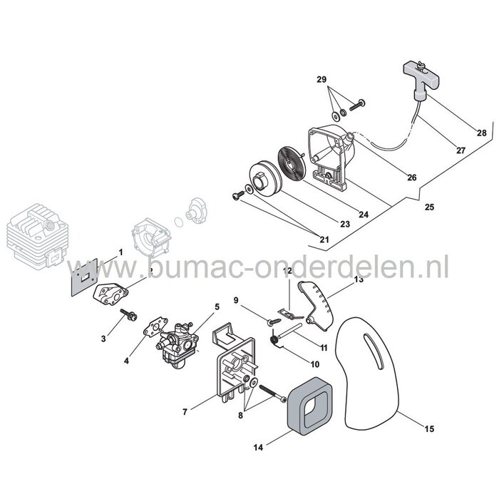 Starterveer voor Stiga ST225J - SB25J - SB25D - ST291 - SB27J - SB29J, SH160, Castelgarden XB28, XH55, Alpina Star 28, HT55, Mountfield MH2522 Bosmaaier, Trimmer, Strimmer, Bladblazer, Heggenschaar Mountfield, Startveer, Starter Veer, Castel Garden