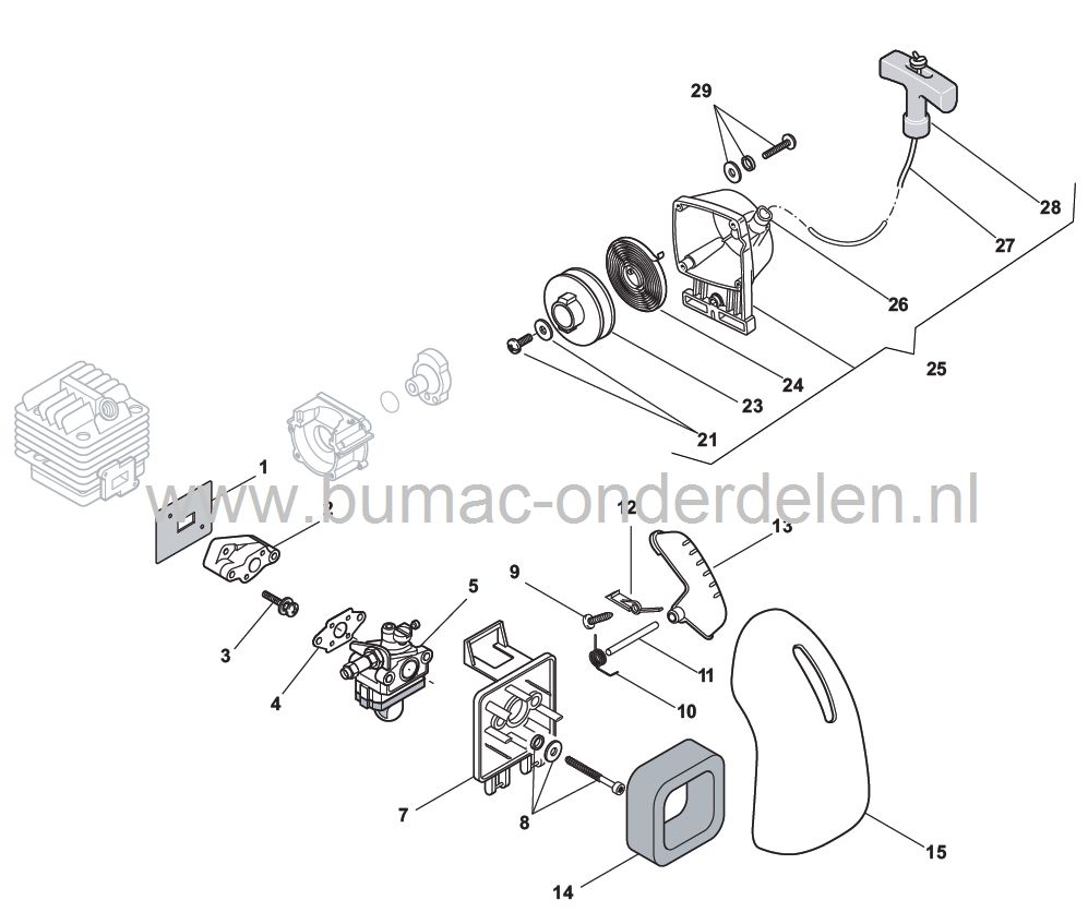 Starterveer voor Stiga ST225J - SB25J - SB25D - ST291 - SB27J - SB29J, SH160, Castelgarden XB28, XH55, Alpina Star 28, HT55, Mountfield MH2522 Bosmaaier, Trimmer, Strimmer, Bladblazer, Heggenschaar Mountfield, Startveer, Starter Veer, Castel Garden
