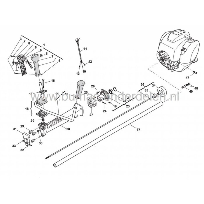 SB43DS - SB435HD - XB43DS - XB435HD - BC43DS - TB435HD - MB4302 - MB4352 - SB436 - SB51DS - XB51DS - BC51DS - MB5102 - XB55DP - Star 55DP, Trillingsdemper voor Bosmaaier van Stiga - Alpina - Castelgarden - Mountfield, Trimmer, Strimmer, Ophangrubber, Vibr