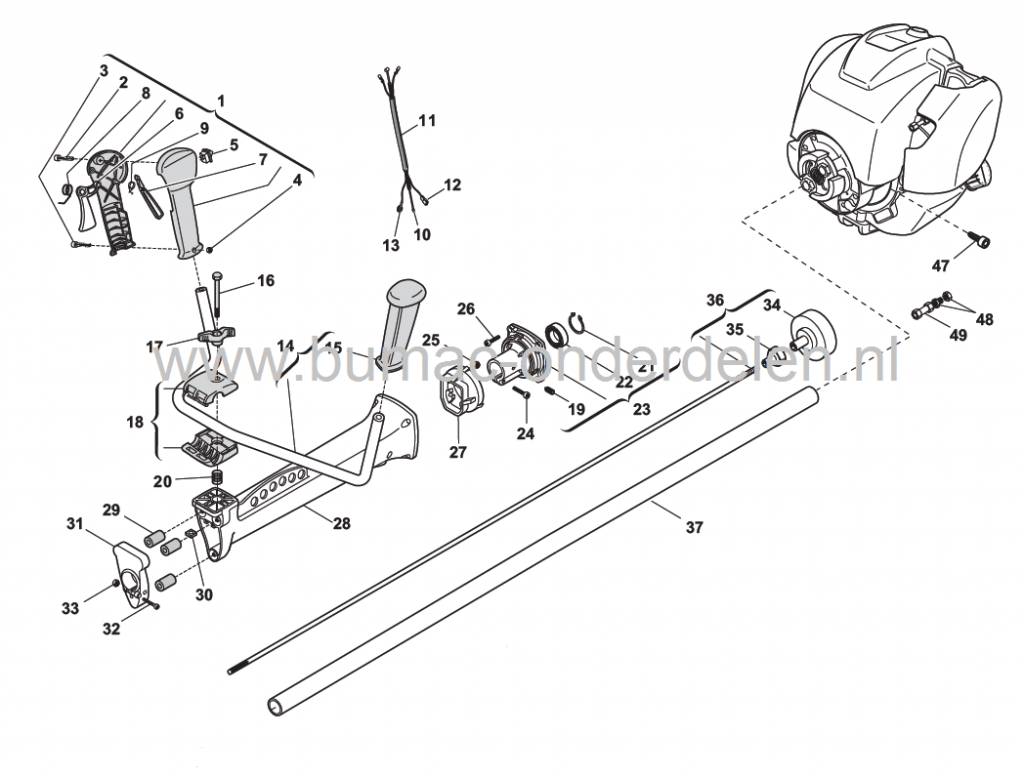 SB43DS - SB435HD - XB43DS - XB435HD - BC43DS - TB435HD - MB4302 - MB4352 - SB436 - SB51DS - XB51DS - BC51DS - MB5102 - XB55DP - Star 55DP, Trillingsdemper voor Bosmaaier van Stiga - Alpina - Castelgarden - Mountfield, Trimmer, Strimmer, Ophangrubber, Vibr