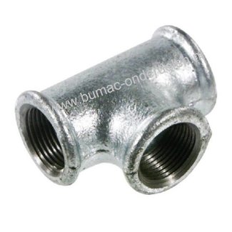 T Stuk Verzinkt 3/4  Inch Gietijzeren Fitting met  Binnendraad 3 x 3/4 " Aansluiting, Koppeling voor Waterpomp, Tuinpomp, Sproeier, Waterslang, Tuinslang,  Hydrofoor, Beregenings Installatie, Motorspuit, Zuigslang, Persslang Gietijzeren T Stuk