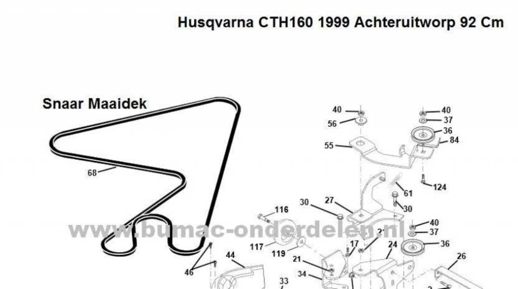 Zeskantsnaar AA105 voor AYP, Husqvarna, Partner, Countax, Flymo Wizard Zitmaaiers CT135, CTH140, REN1192, 1292RBA Snaar voor Aandrijving Messen Zitmaaier, Tuintrekker