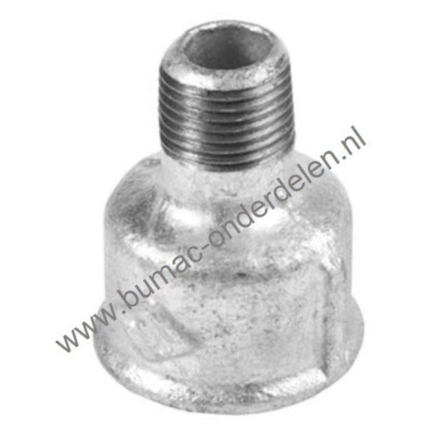 Verloopkoppeling Bi 3/4 - Bui 1/2 Inch Draad Verzinkte Gietijzeren Verloopsok, Soknippel voor Aanzuigslang, Persslang, Waterpomp, Sproeier, Beregeningspomp, Motorspuit, Tuinpomp, Besproeiingspomp, Beregenings Installatie