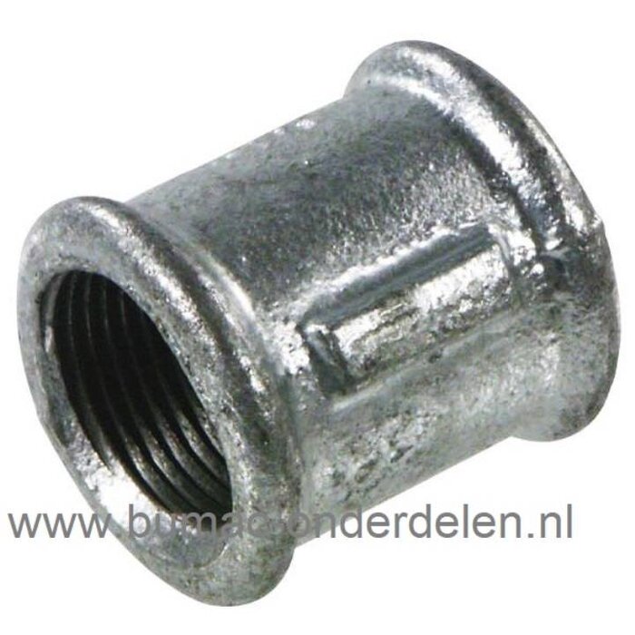Fitting - Koppeling met 1/2 Inch Binnendraad, Verzinkte Gietijzeren Lassok voor Tuinpomp, Waterpomp, Sproei installatie, Tuinslang, Waterslang, Hydrofoor, Beregenings Installatie