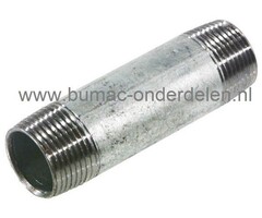 Fitting Lengte 60 mm met 1/2 Inch Buitendraad Verzinkte Pijpnippel, Buis met aan uiteinde 1/2"Buitendraad voor Tuinpomp, Hydrofoor, Waterpomp, Sproeier, Beregeningspomp, Waterslang, Tuinslang, Sproei Installatie, Motorspuit, Besproeiingspomp, Aanzuigslang