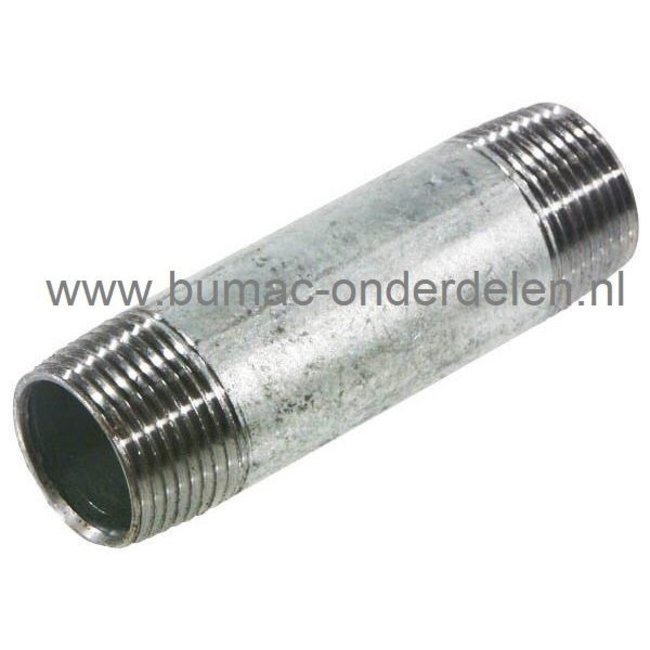 Fitting Lengte 60 mm met 1/2 Inch Buitendraad Verzinkte Pijpnippel, Buis met aan uiteinde 1/2"Buitendraad voor Tuinpomp, Hydrofoor, Waterpomp, Sproeier, Beregeningspomp, Waterslang, Tuinslang, Sproei Installatie, Motorspuit, Besproeiingspomp, Aanzuigslang