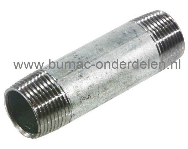 Fitting Lengte 60 mm met 1/2 Inch Buitendraad Verzinkte Pijpnippel, Buis met aan uiteinde 1/2"Buitendraad voor Tuinpomp, Hydrofoor, Waterpomp, Sproeier, Beregeningspomp, Waterslang, Tuinslang, Sproei Installatie, Motorspuit, Besproeiingspomp, Aanzuigslang