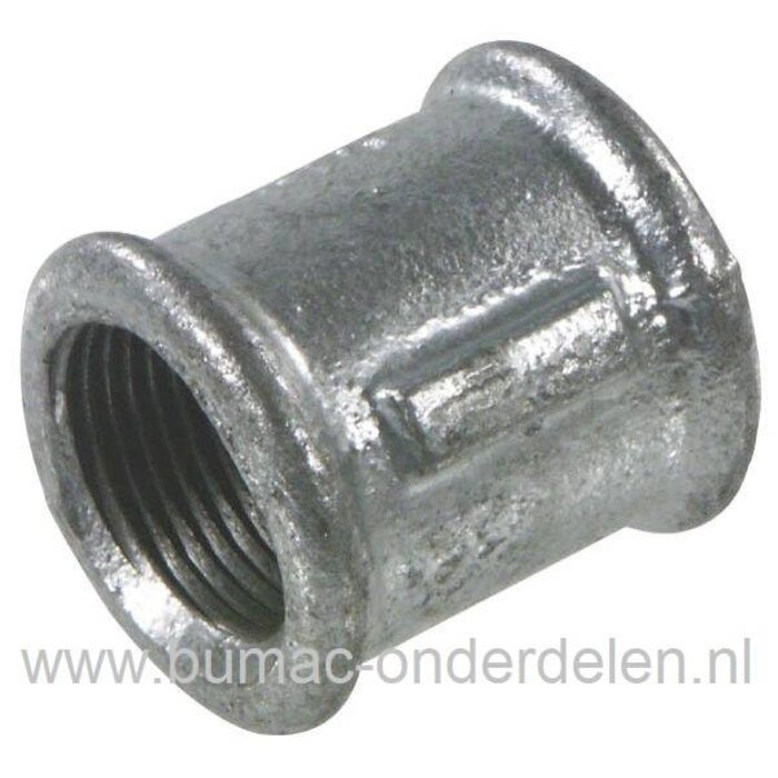 Fitting - Koppeling met 1 Inch Binnendraad, Verzinkte Gietijzeren Lassok voor Tuinpomp, Waterpomp, Sproei installatie, Tuinslang, Waterslang, Hydrofoor, Beregeningsinstallatie, Sproeiinstallatie