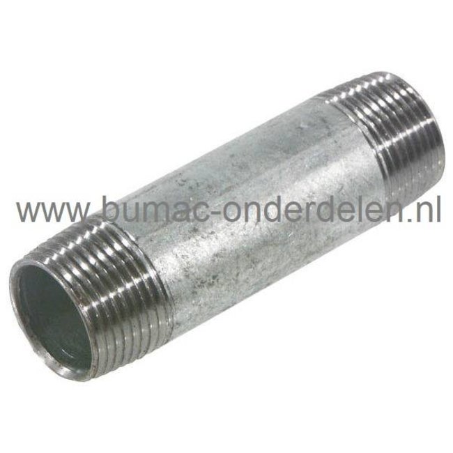 Fitting Lengte 60 mm met 1 Inch Buitendraad Verzinkte Pijpnippel, Buis met aan uiteinde 1"Buitendraad voor Tuinpomp, Hydrofoor, Waterpomp, Sproeier, Beregeningspomp, Waterslang, Tuinslang, Sproei Installatie, Motorspuit, Besproeiingspomp, Aanzuigslang