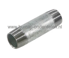 Fitting Lengte 100 mm met 1 1/2 Inch Buitendraad Verzinkte Pijpnippel, Buis met aan uiteinde 1 1/2"Buitendraad voor Tuinpomp, Hydrofoor, Waterpomp, Sproeier, Beregeningspomp, Waterslang, Tuinslang, Sproei Installatie, Motorspuit, Besproeiingspomp, Aanzuig